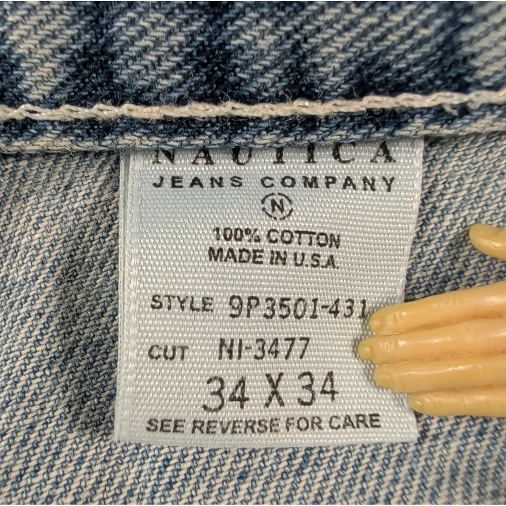 Vtg Y2K NAUTICA Jeans Mens 33x34 Denim Carpenter Baggy Loose Skater Utility USA